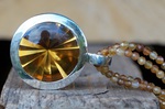 Anhänger °Sonnenstrahlen° Silber Citrin Bufftop-Schliff 24mm rund 1595,-€ an 2-reihiger Turmalinkette  naturfarben gelb braun 3mm facettierte Kugeln Modulschließe Silber 275,-€