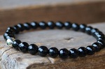 Armband Onyx Kugeln facettiert 6mm und 8mm Silberkugel 34,-€