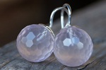 Ohrhänger °Kugel° Silber Rosenquarz 14mm facettiert 145,-€