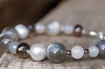 Armband Mondstein Rosenquarz Rauchquarz Perlen Silber 69,-€