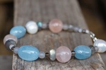 Armband Aquamarin Labradorit  Rosenquarz Rauchquarz Perlen Silber 69,-€