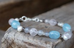 Armband Aquamarin Labradorit  Rosenquarz Rauchquarz Perlen Silber 69,-€