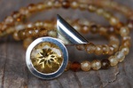 Anhänger Silber Gold-Citrin 275,-€ an Turmalinkette 3mm facettiert naturfarben braun 125,-€