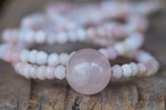Kette Pinkopal 3x2mm Rondelle facettiert Rosenquarzkugel 10mm 69,-€