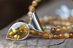 Anhänger Silber Citrin 245,-€ an Turmalin-Kette naturfarben Karabiner Silber 125,-€