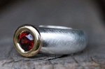 Ring Silber Gelbgold 750/- Granat 395,-€