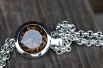 Anhänger Silber Rauchquarz 15mm facettiert 325,-€ an Erbskette massiv Silber 149,-€