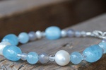 Armband Aquamarin Süßwasserperlen Naturachat 69,-€