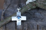 Anhänger Kreuz Silber Tansanit 3mm 245,-€ an Silberkette 26,-€