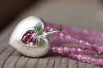 Anhänger °Herz in Herz° Silber Turmalin rosa 295,-€ an Turmalinkette Kugeln facettiert 2,5mm 115,-€ 