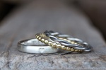 Ringset : Ring °herzallerliebst° Silber 138,-€ Kügelchenring 585/- Gelbgold 155,-€, Kordelring Palladium 425,-€
