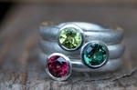 Ringe Silber Peridot, Turmalin, Rhodolith á 245,-€