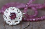 Anhänger „Mandala“ Silber Turmalin rosa 255,-€ an Turmalinkette 2,5mm facettiert110,-€