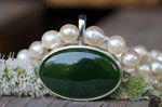 Anhänger Vario-Clip Silber Jade an Perlenkette Kundenanfertigung Kette und Jade angeliefert 565,-€