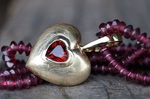 Kundenanfertigung Anhänger °Vario-Clip° Gelbgold 750/- Granat (999,-€ )an Granatkette