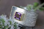 Ring Silber mit Struktur, Gold, 750/- Amethyst Carrée 375,-€