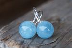 Ohrhänger Aquamarinkugeln 10mm  Silber 129,-€