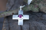 Anhänger Kreuz Silber Turmalin rosa 3mm 245,-€ an Silberkette 18,-€
