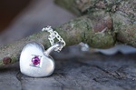 Anhänger °Herz° Silber, Rubin 175,-€ an Kette Silber 18,-€