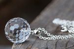 Anhänger Kugel 16mm facettiert Bergkristall 104,-€ an Ankerkette Rundanker Silber 50cm 1,5mm 39,-€